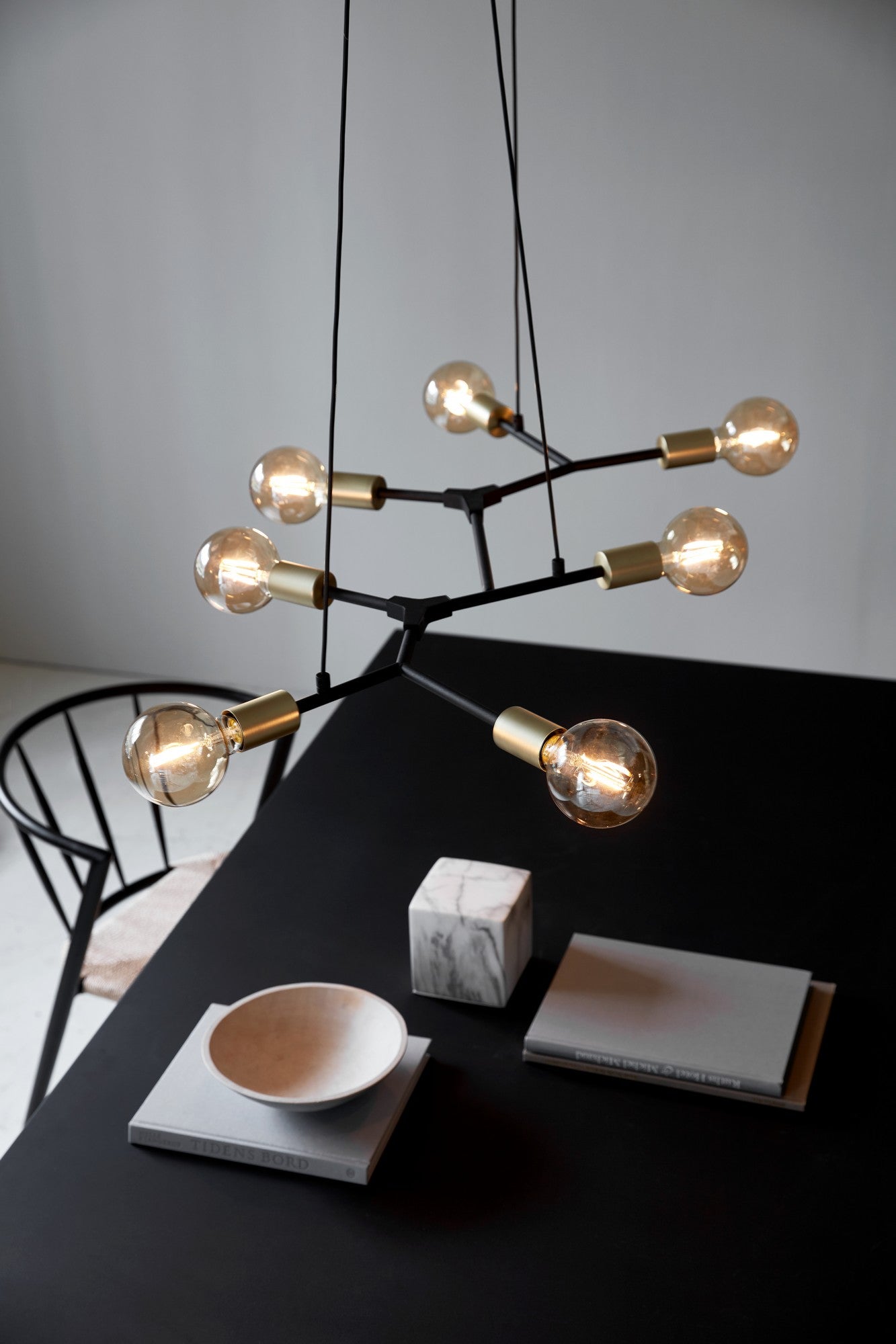 Josefine 7 Island Branch Pendant Light, Black/Brass