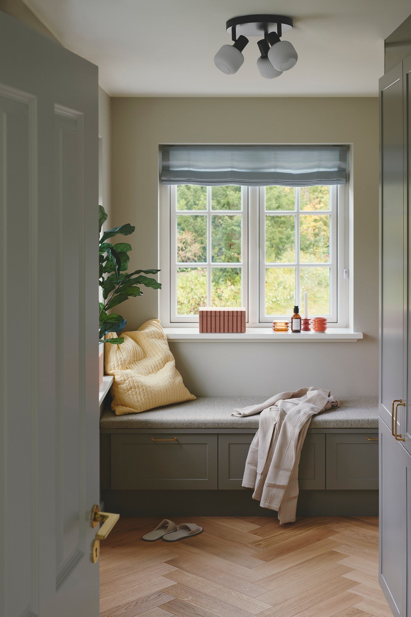 Milford 3 Light Ceiling Spotlight, Opal/Black