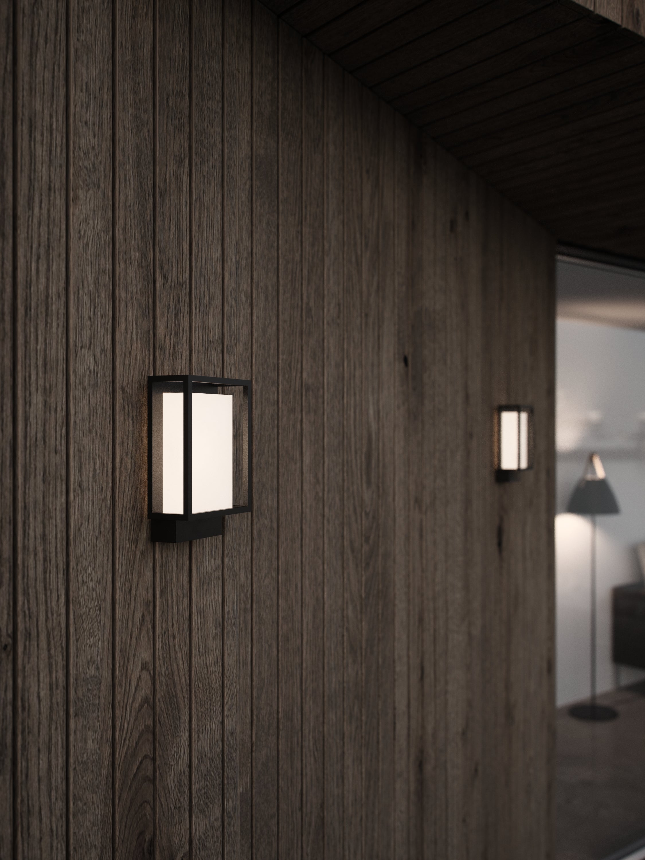 Nestor LED Outdoor Wall Light, Black/Opal