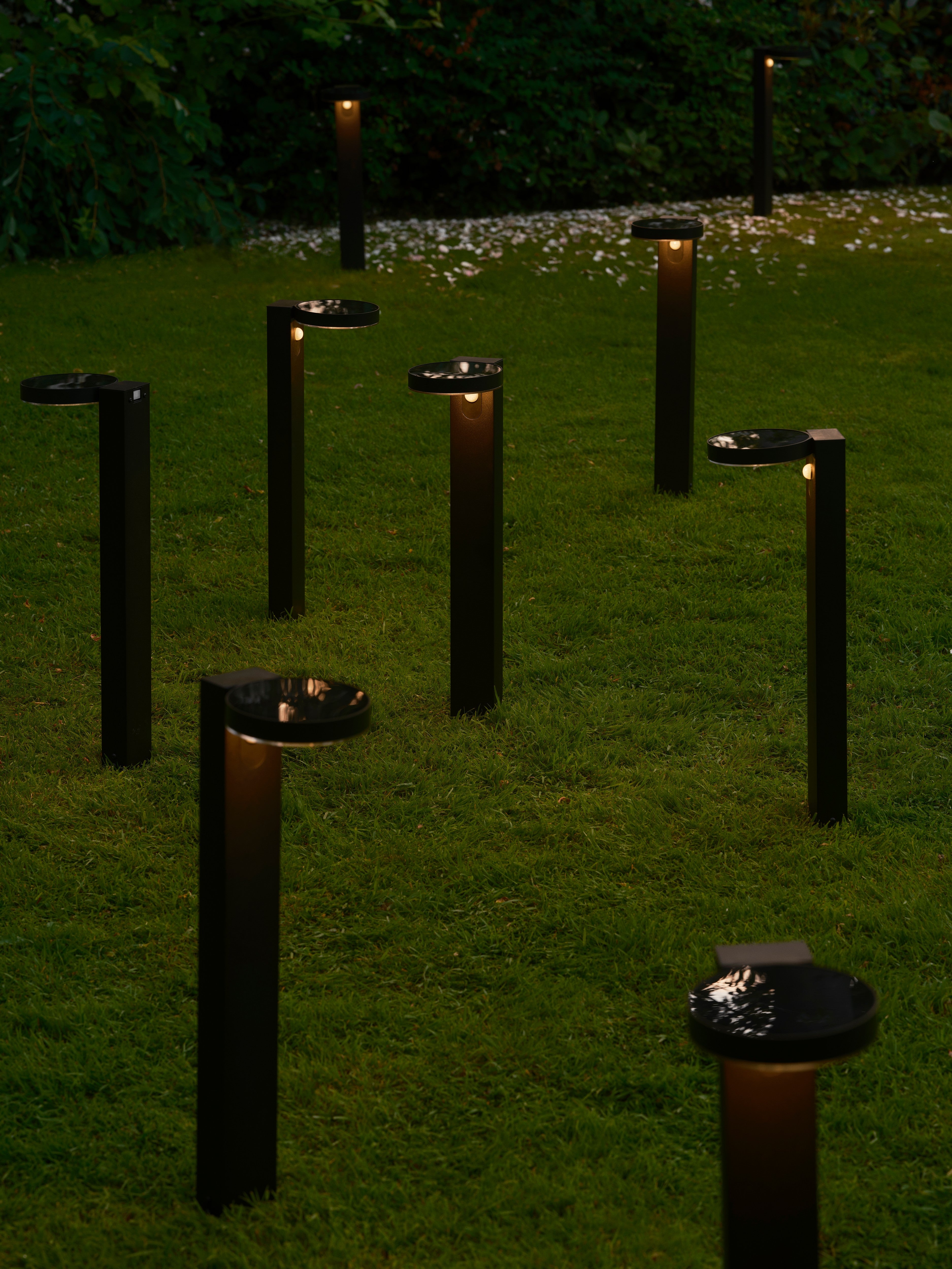 Rica Round Garden LED Solar Spike Light, Black