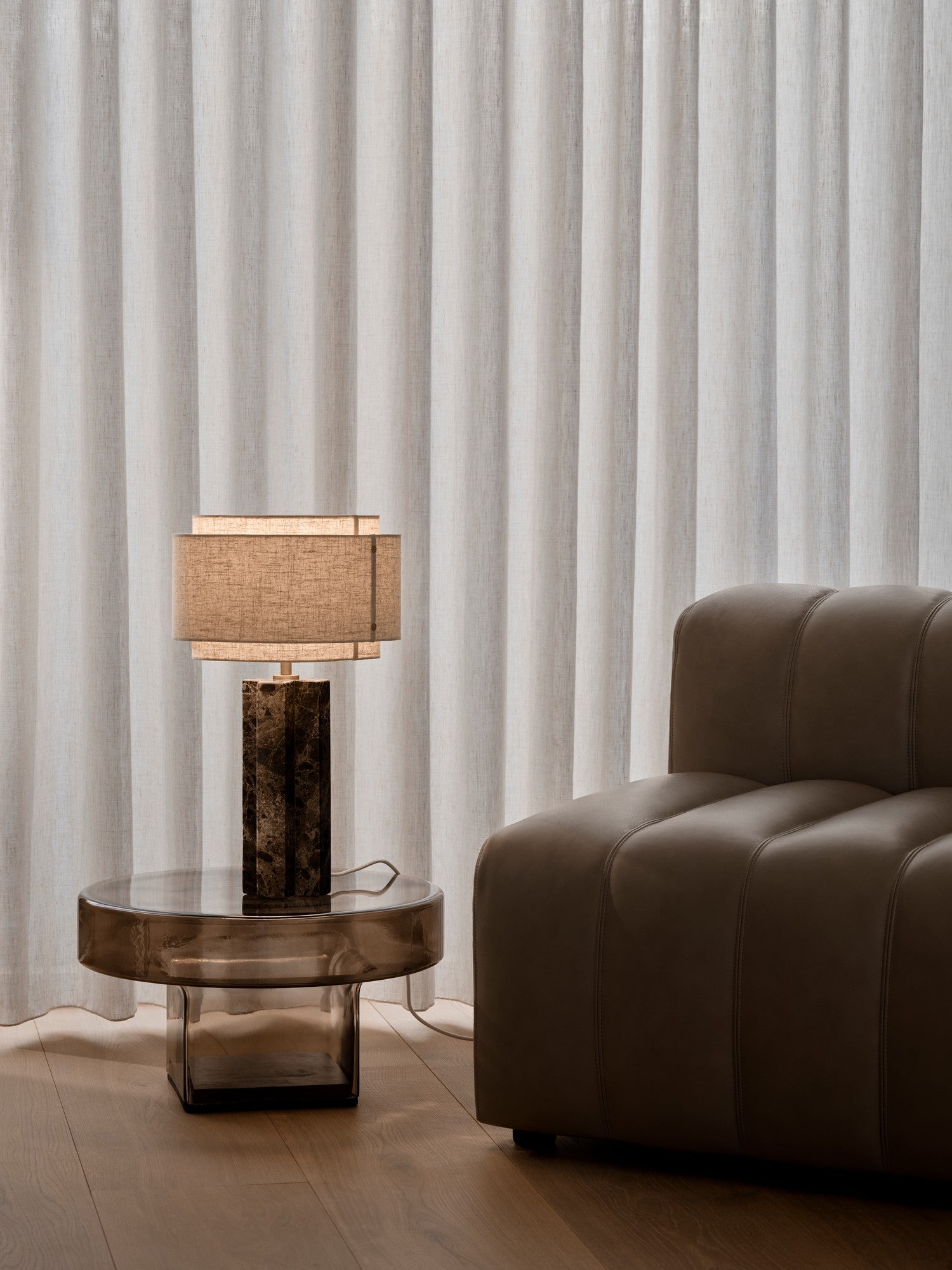 Takai Marble Table Lamp, Brown/Beige