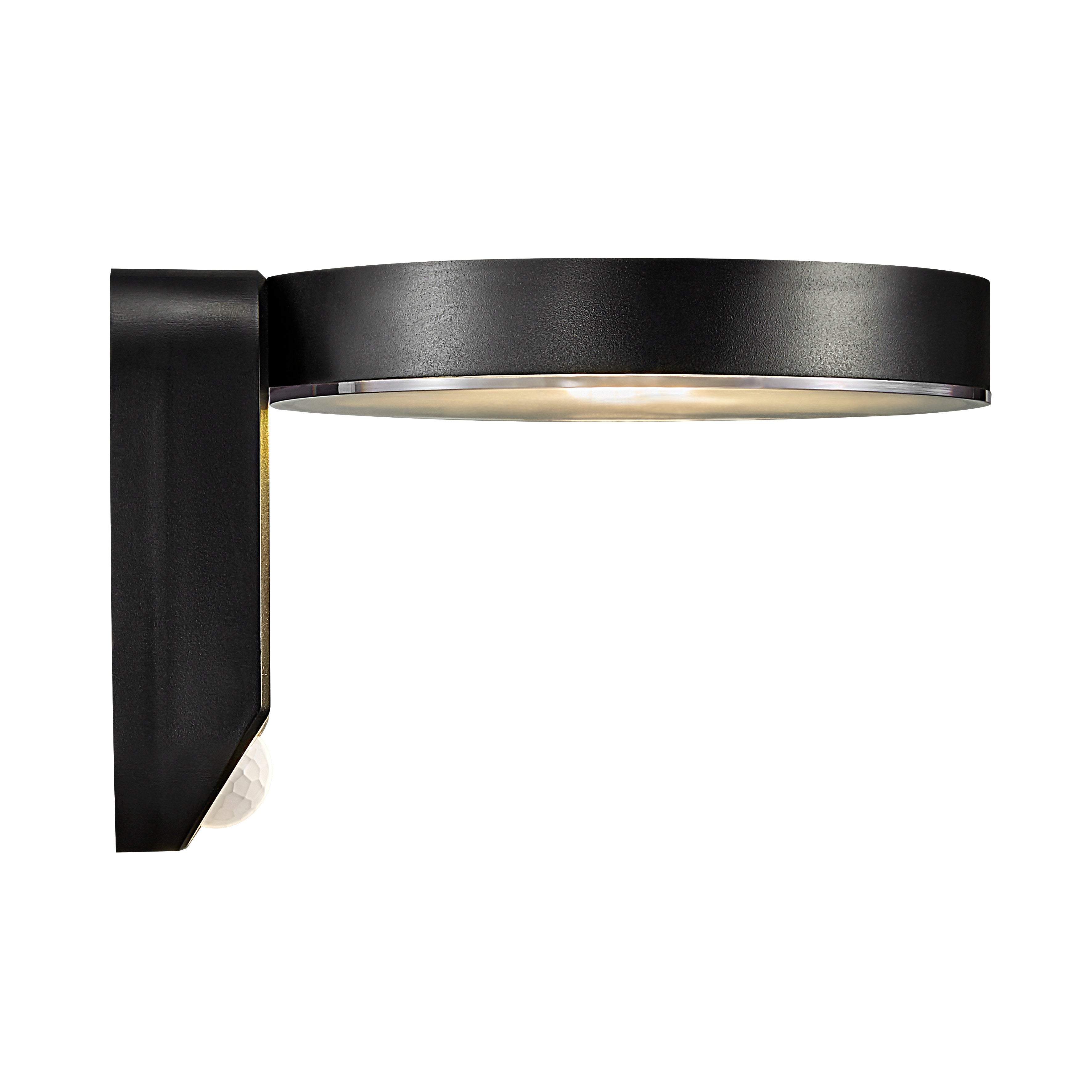 Rica Round LED Outdoor Solar Wall Light, Black