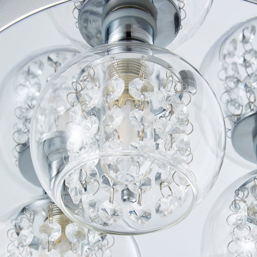 Elliot Glass Shade Crystal 3 Light Bathroom Ceiling Light