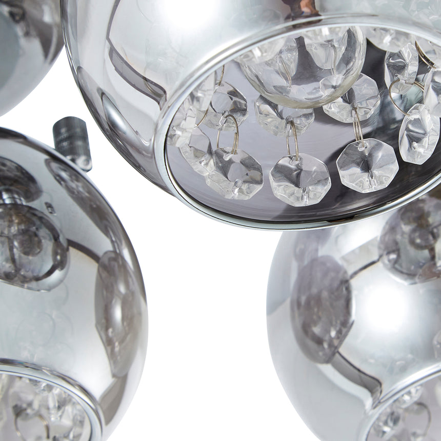 Elliot Glass Shade Crystal 3 Light Bathroom Ceiling Light