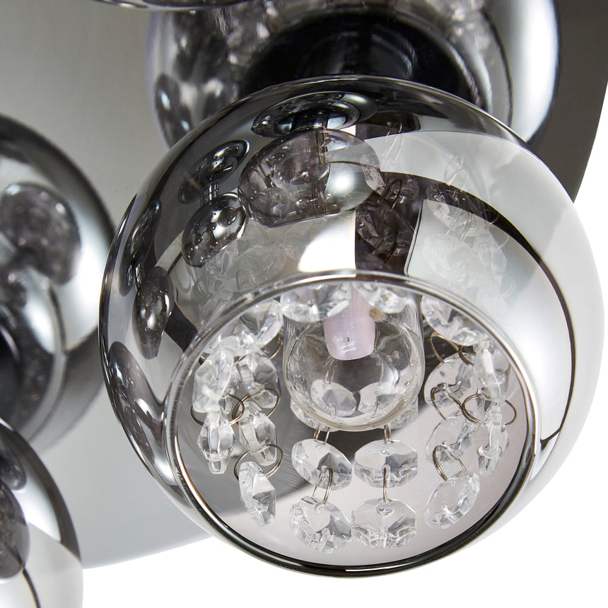 Elliot Glass Shade Crystal 5 Light Bathroom Ceiling Light