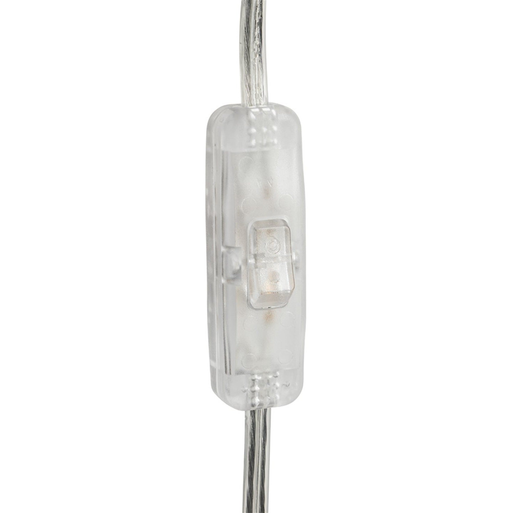 Close-up of the in-line cord switch on the Aldon Swan Neck Plug-In Wall Light
