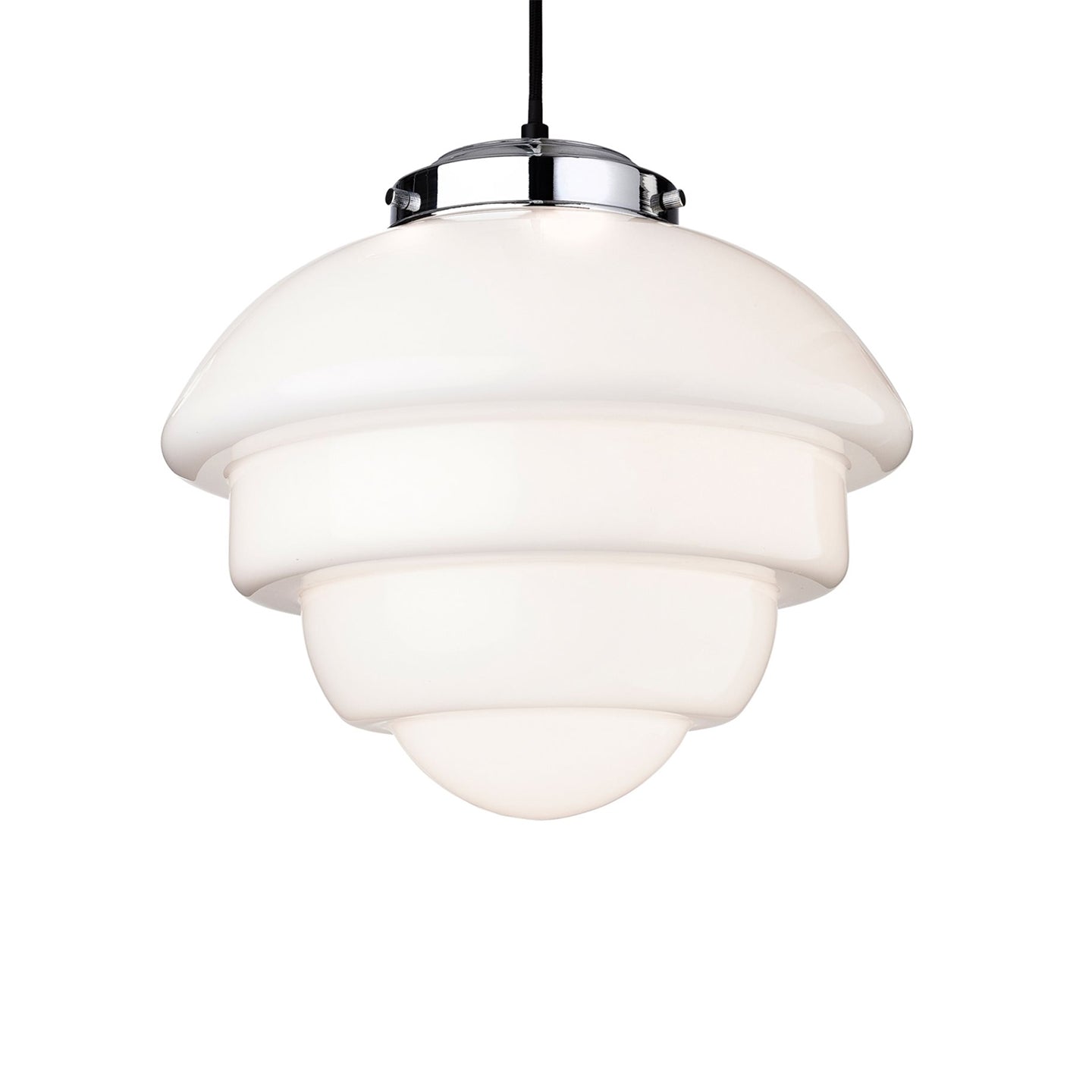 Art Deco 31cm Opaline Glass Pendant Light