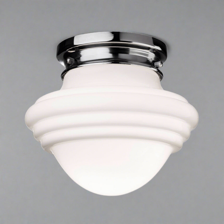 Art Deco Opaline Semi-Flush Ceiling Light