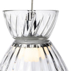 Close detail of the two-part clear fluted glass shade and chrome fitting