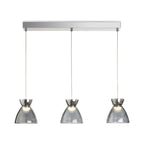 Bexley Textured Glass LED 3 Light Bar Pendant in smoked glass, straight-on view