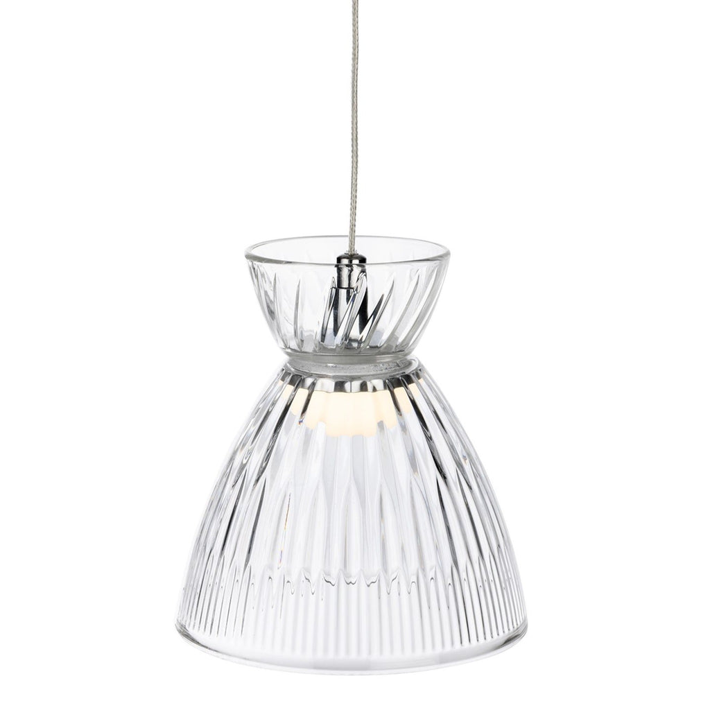 Single clear fluted glass shade of the Bexley 3 Light Cluster Pendant