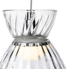 Close detail of the two-part clear fluted glass shade and chrome fitting