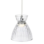 Bexley pendant in clear fluted glass, lit