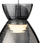 Close-up of the smoked ribbed glass shade and LED module