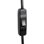 Close-up of the black in-line on/off switch on the Blythe Swing Arm Plug-In Wall Light in bronze