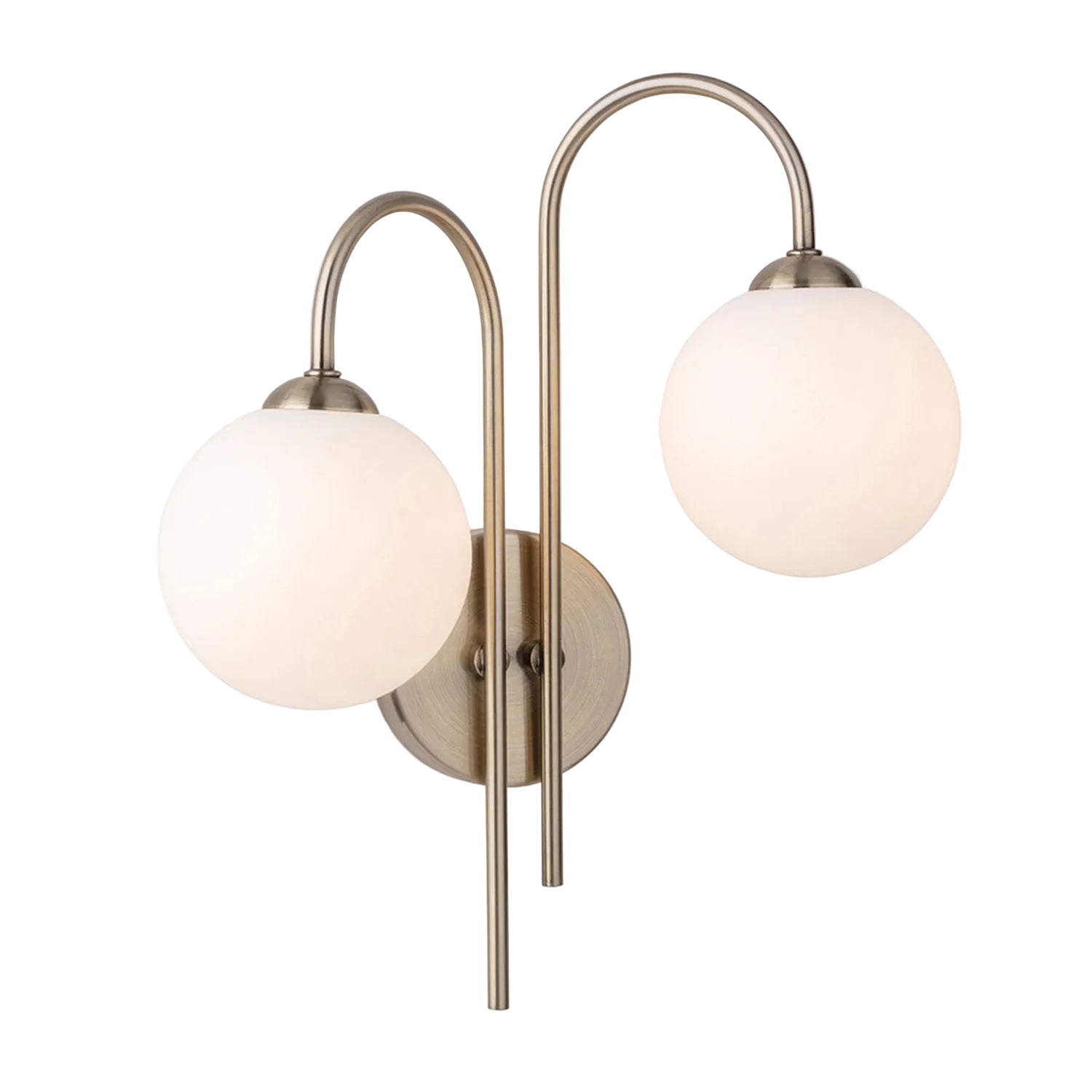 Bodel Twin Globe Wall Light, Antique Bras
