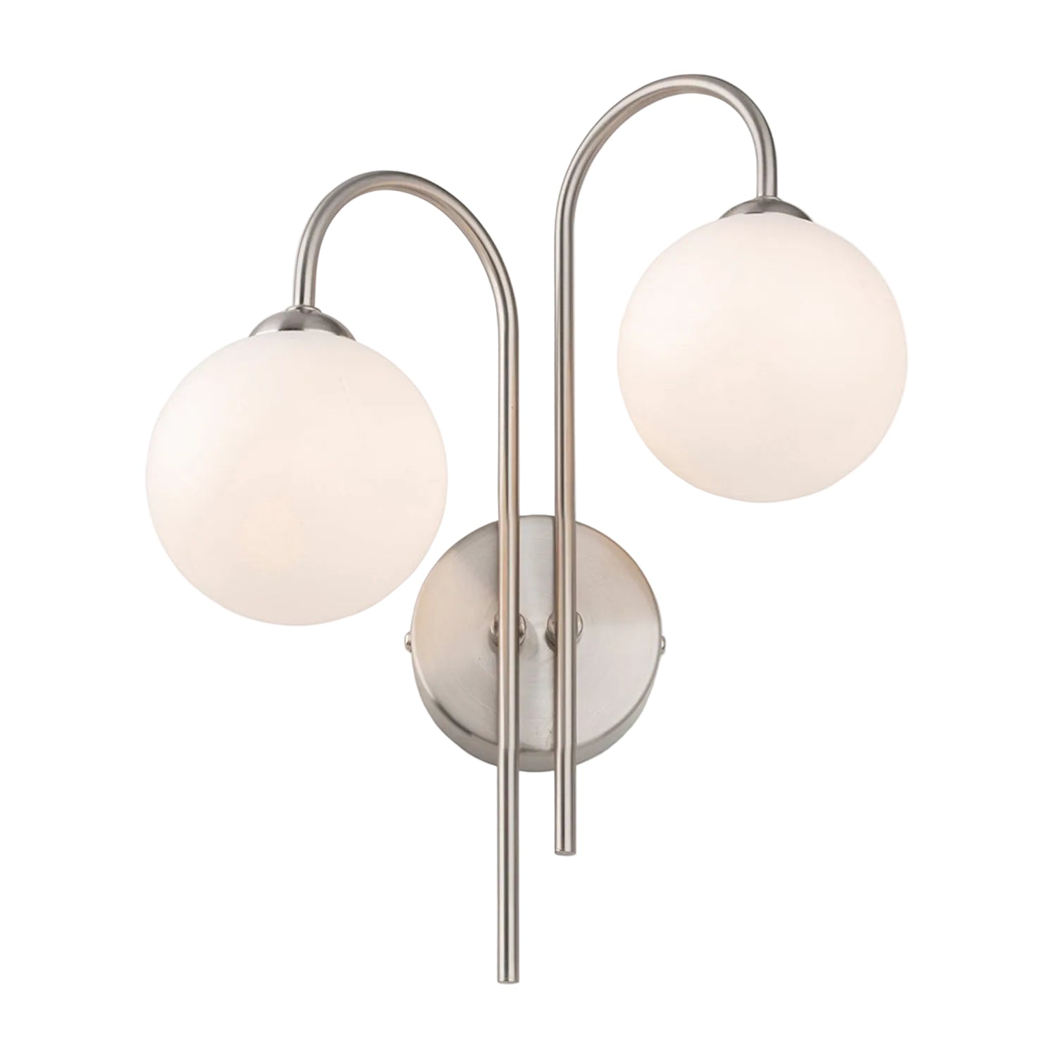 Bodel Twin Globe Wall Light, Brushed Steel