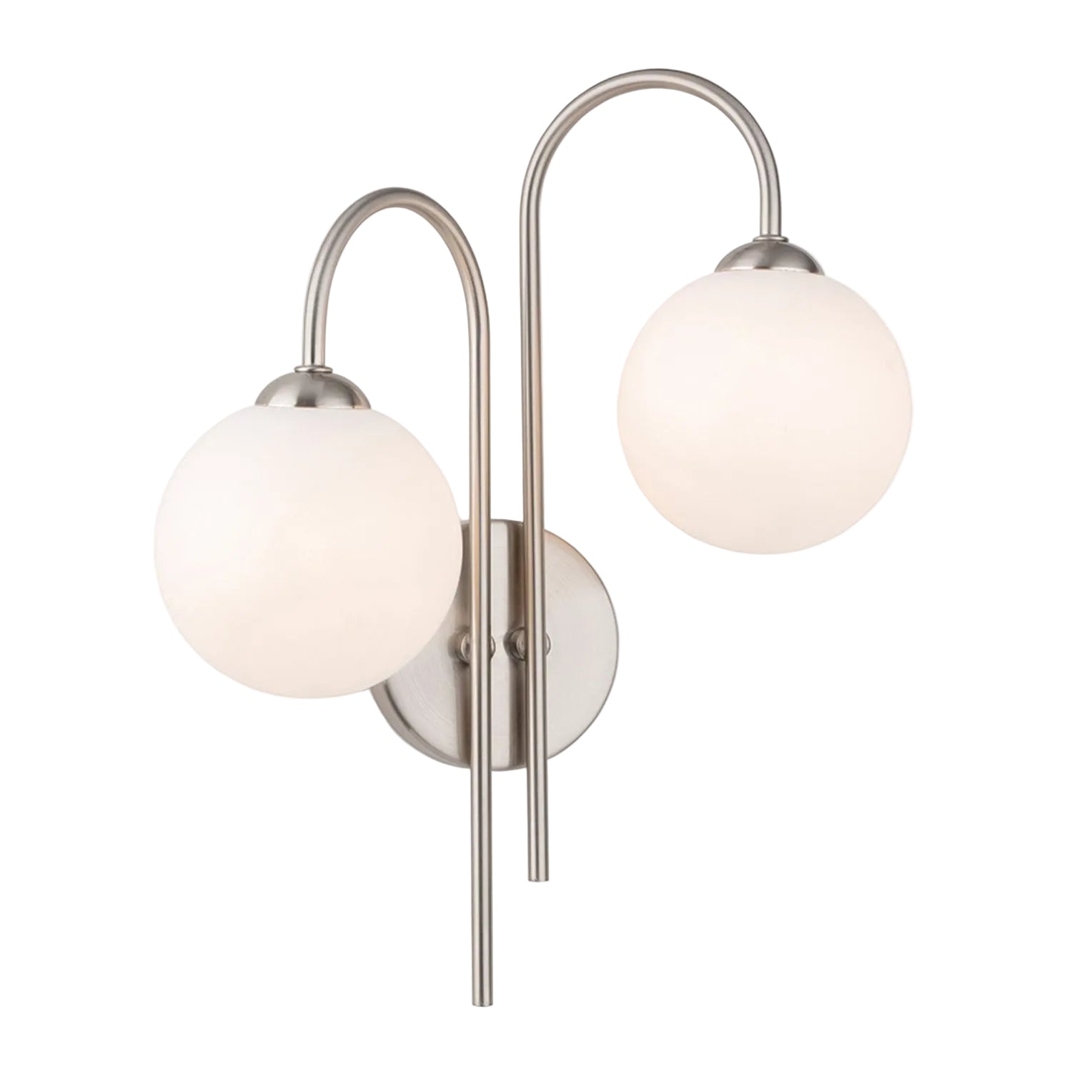 Bodel Twin Globe Wall Light, Brushed Steel