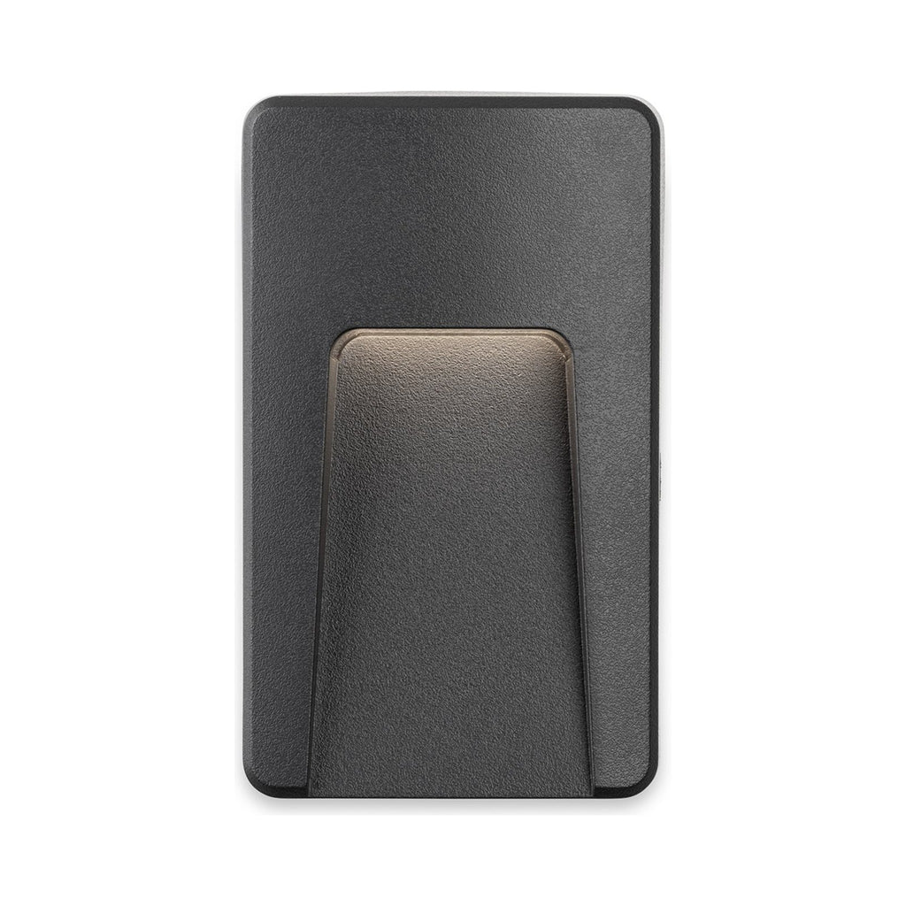 Brecon Oblong LED Wall & Step Light in graphite, front view showing the recessed light aperture