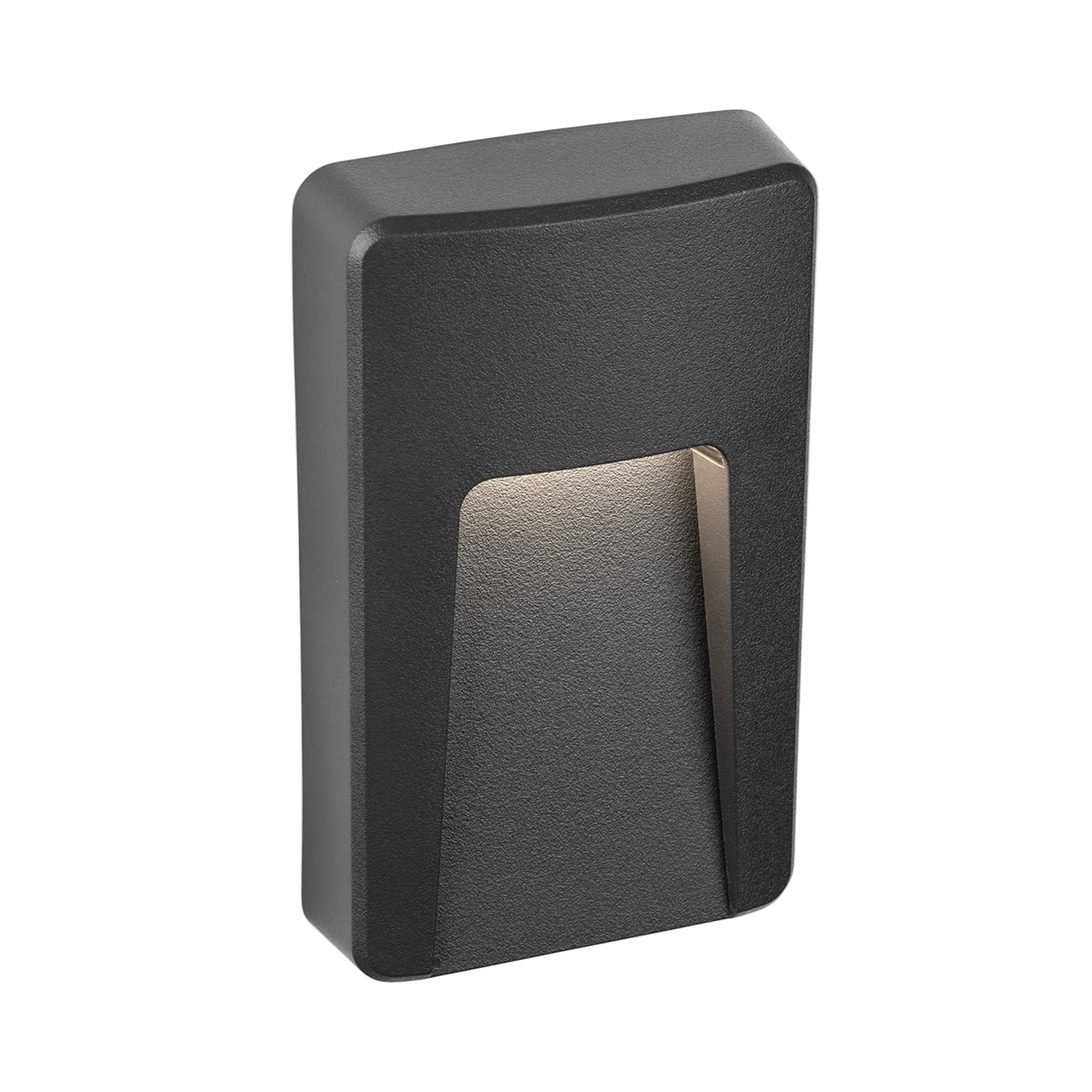 Brecon Oblong LED Wall & Step Light in graphite, angled view