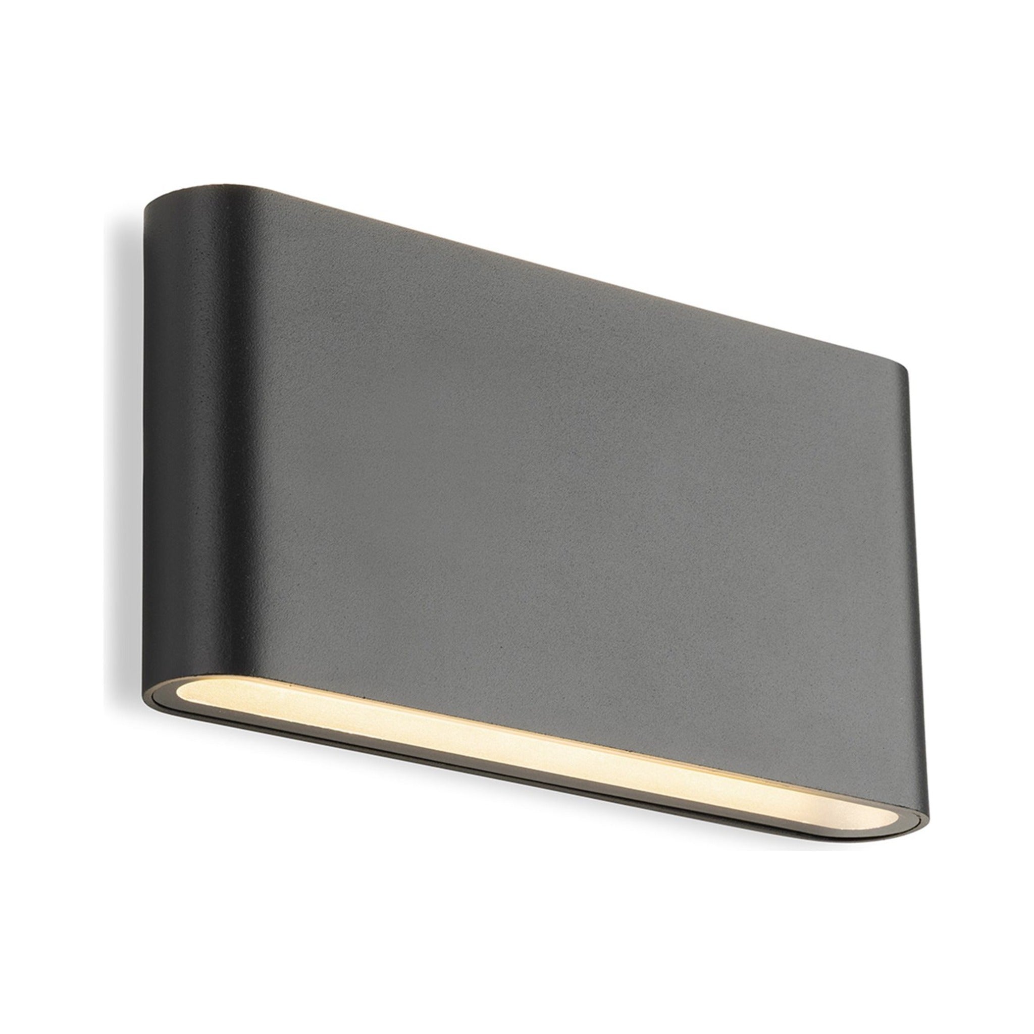 Brecon Slim LED Up & Down Wall Light in graphite, angled view