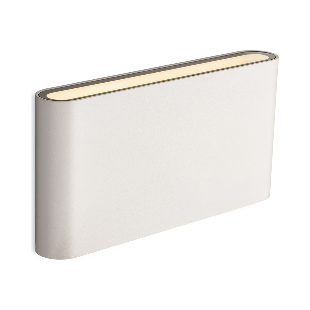 Brecon Slim LED Up & Down Wall Light in white, angled view