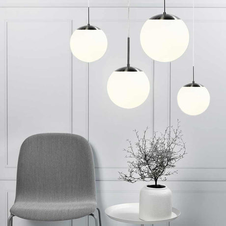 Nordlux Cafe 15 Pendant Light - Opal/Chrome - Ceiling Lights - Lampsy