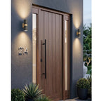 Denby Slim Up & Down Wall Light in black mounted in a pair either side of a front door