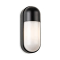 Elgin Oval Bulkhead Outdoor Wall Light in black, front view with opal white diffuser