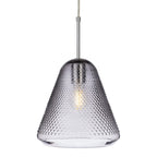 Elin Dimpled Glass Pendant in smoked glass, angled view showing the tapered bell shade