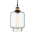 Ava Glass Cylinder Pendant Light, Antique Brass