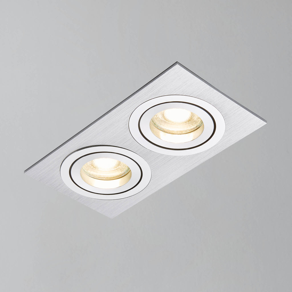 Ezra Adjustable Twin Rectangle Downlight, Silver