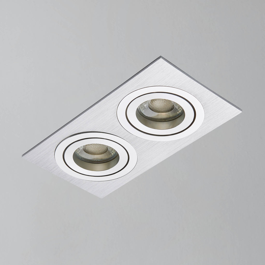 Ezra Adjustable Twin Rectangle Downlight, Silver