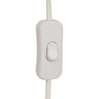 Close-up of the in-line cord switch on the brushed steel Fenwick Swing Arm Plug-In Wall Light