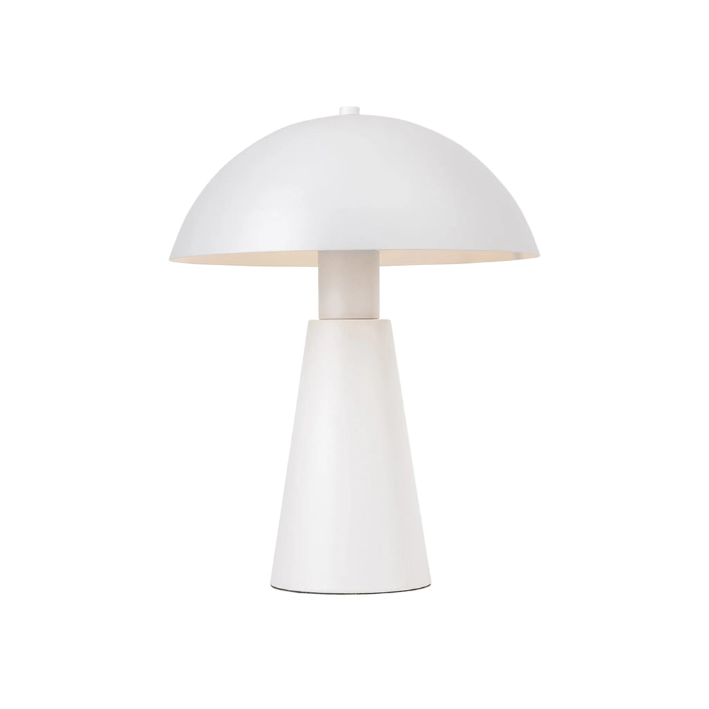 Halden Dome Table Lamp in satin white, angled view