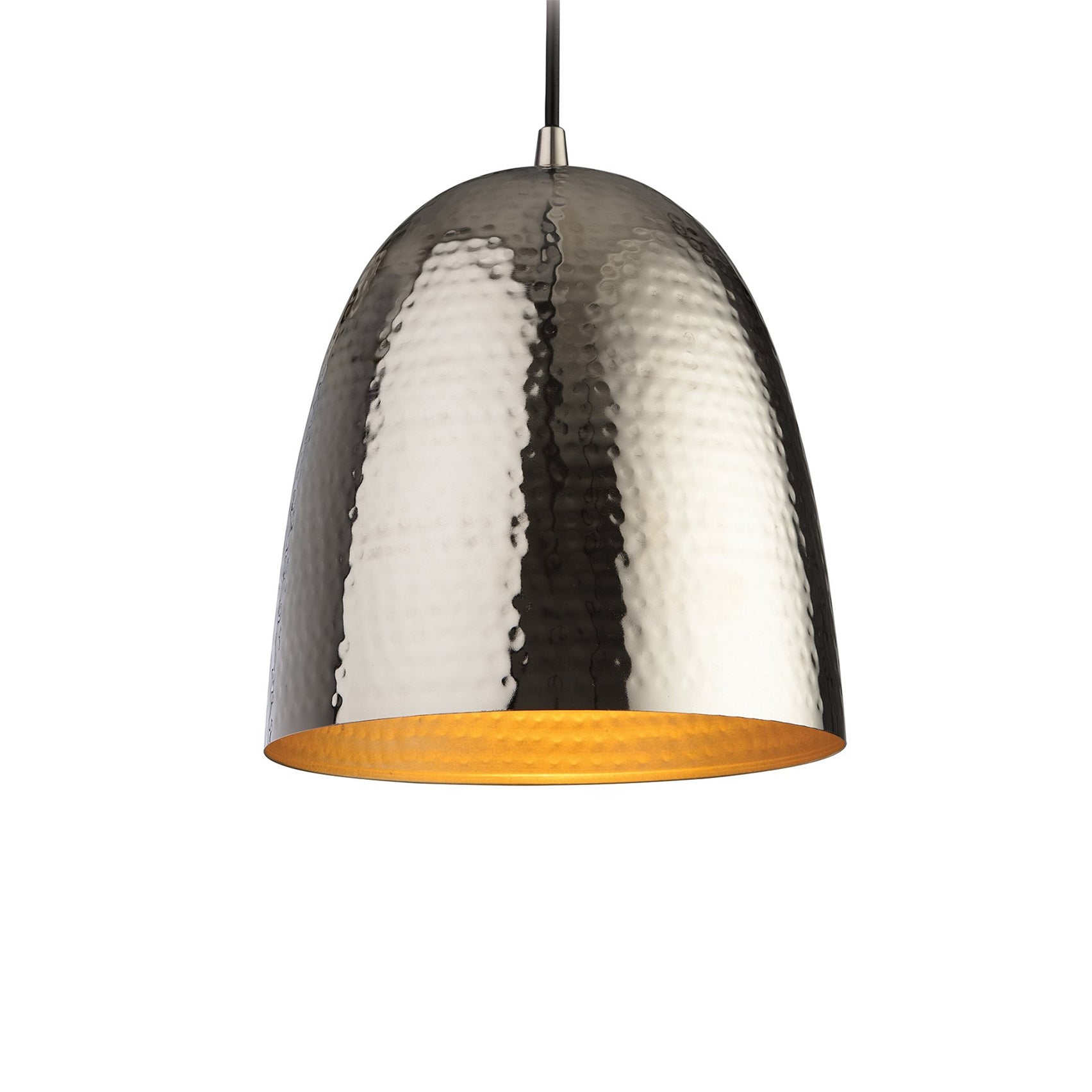 Hammered Metal Pendant Light, Polished Nickel