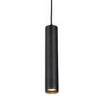 Kelso Slim Cylinder GU10 Pendant in black, angled view