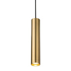 Kelso Slim Cylinder GU10 Pendant in satin brass, angled view