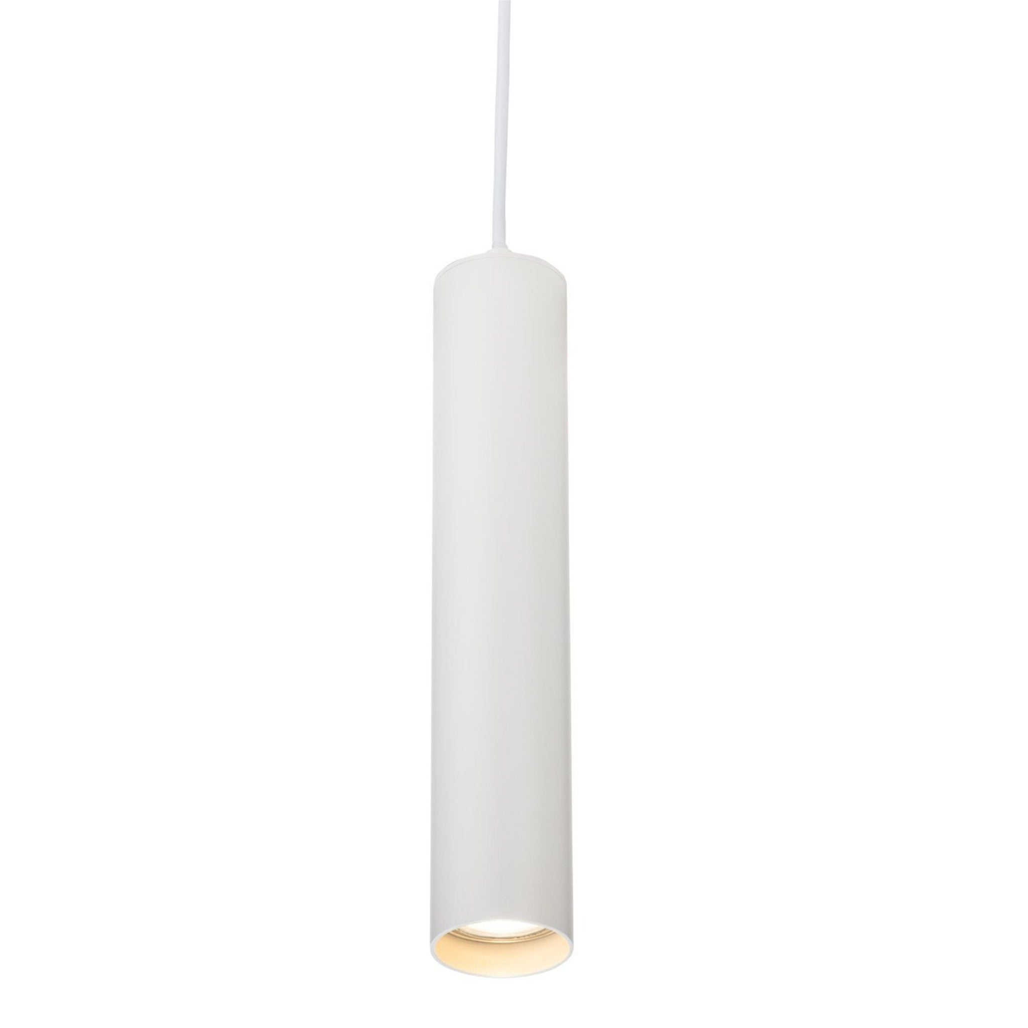 Kelso Slim Cylinder GU10 Pendant in white, angled view