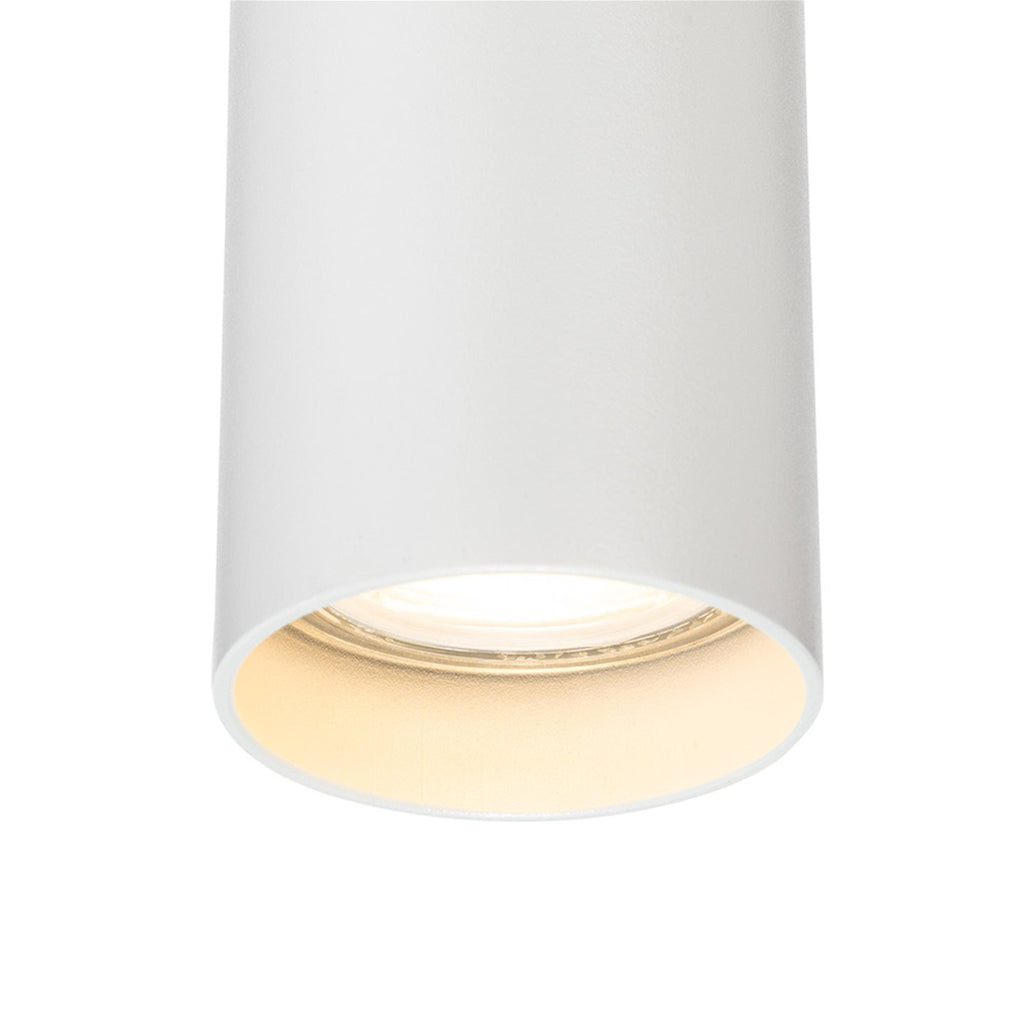 Close-up of the white Kelso pendant showing the brass-toned reflector inside