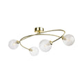 Linden Swirled Glass 4 Light Flush Ceiling Light in brass, angled view