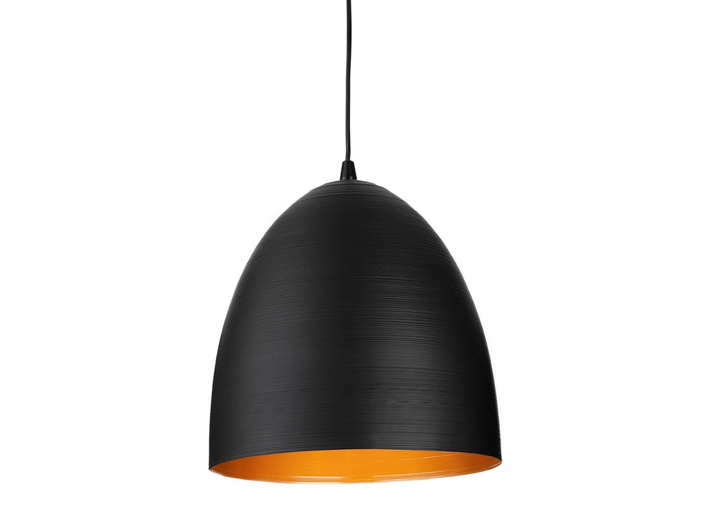 Maren Gold-Lined Bell Pendant in matt black with satin gold interior, front view