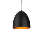 Maren Gold-Lined Bell Pendant in matt black with satin gold interior, front view
