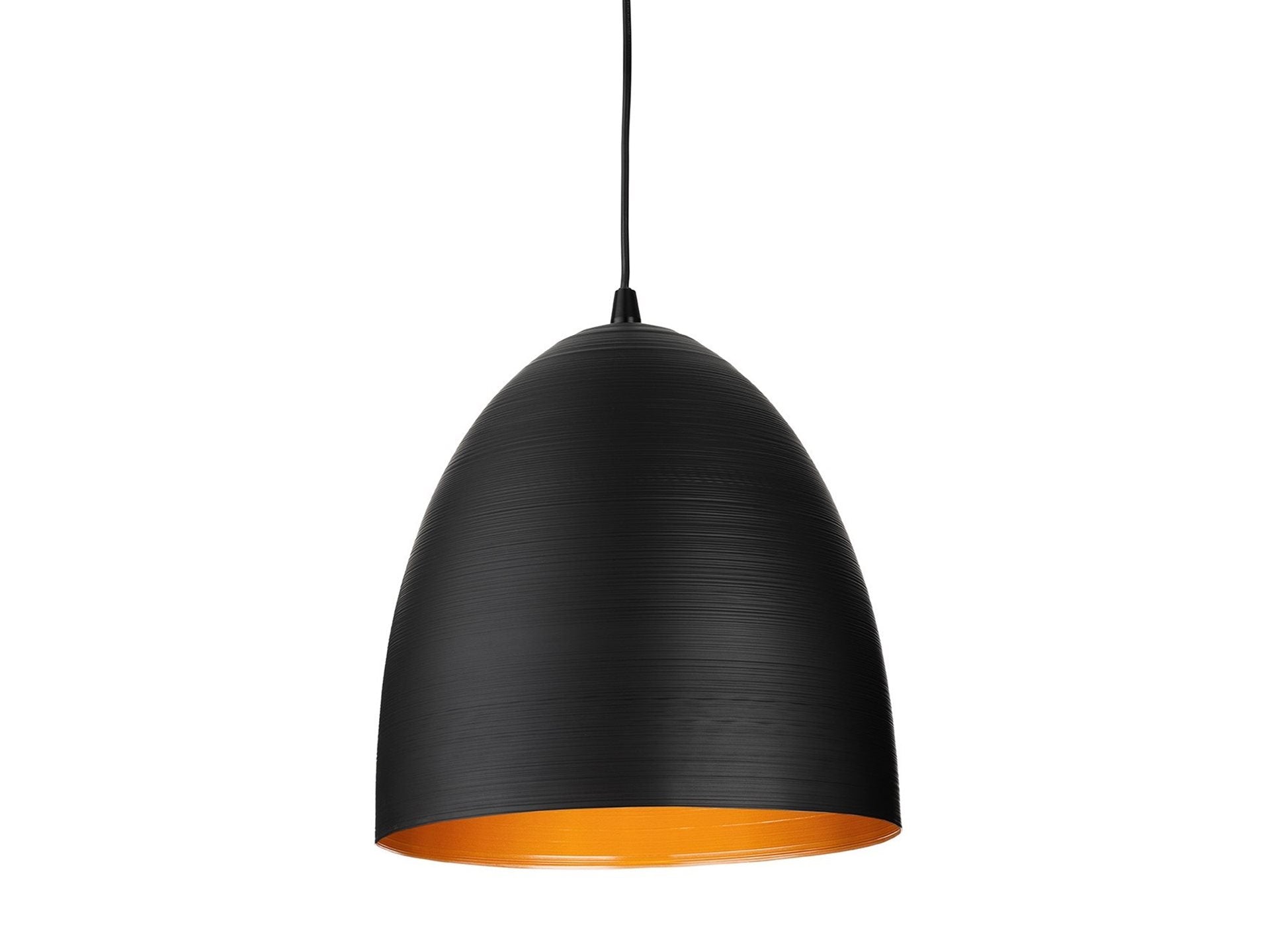 Maren Gold-Lined Bell Pendant in matt black with satin gold interior, front view