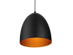 Maren Gold-Lined Bell Pendant in matt black with satin gold interior, angled view