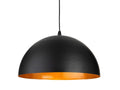 Maren Gold-Lined Dome Pendant in matt black with satin gold interior, angled view