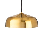 Marlow Wide Dome Pendant in brushed brass, angled view of the domed shade and suspension