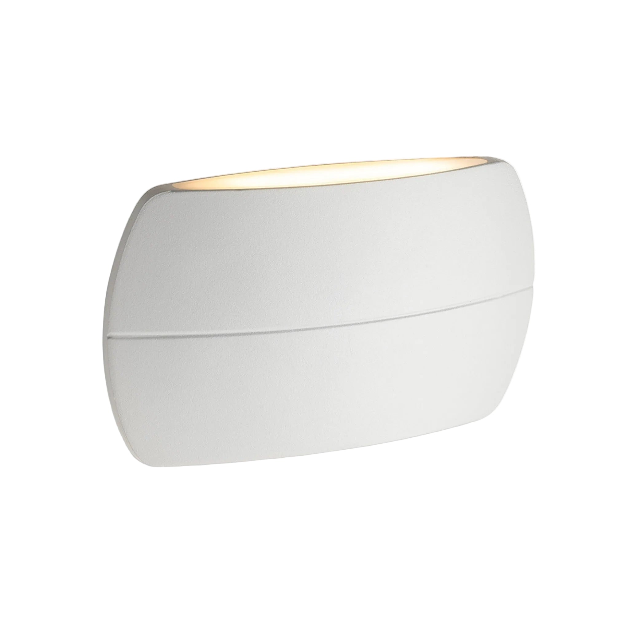 Nairn Curved LED Up & Down Wall Light in white, angled view