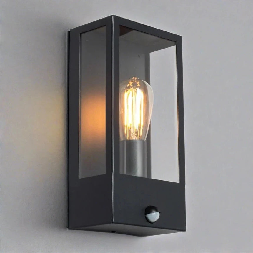 Nomad Glass Box PIR Sensor Wall Light - Black