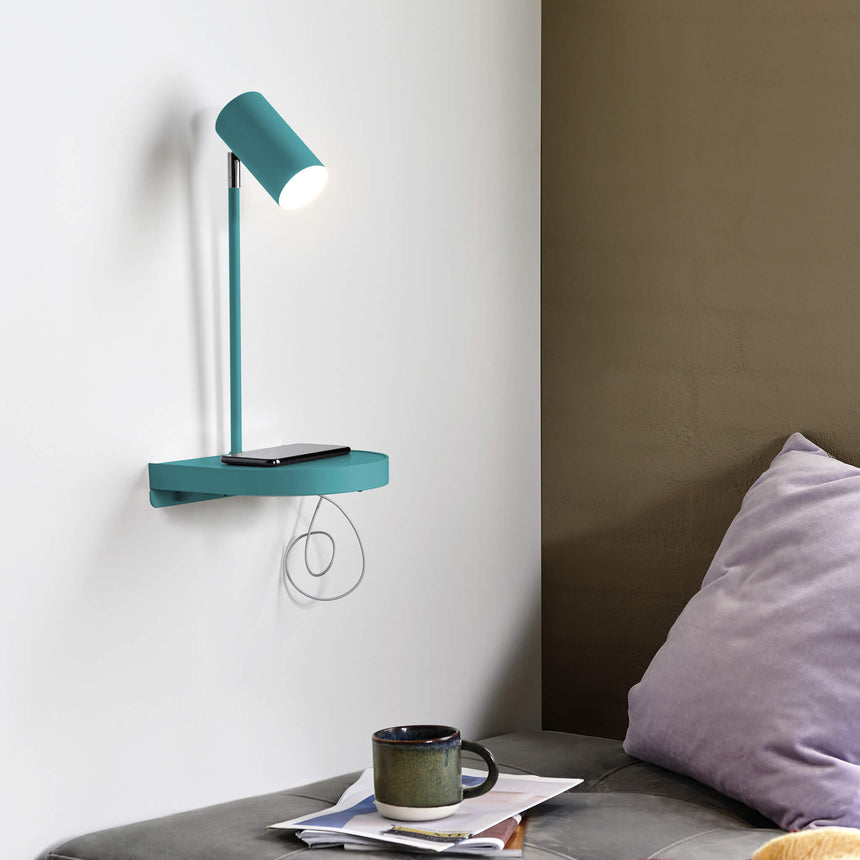 Cody Wall Light with USB Charger, Green (Clearance)